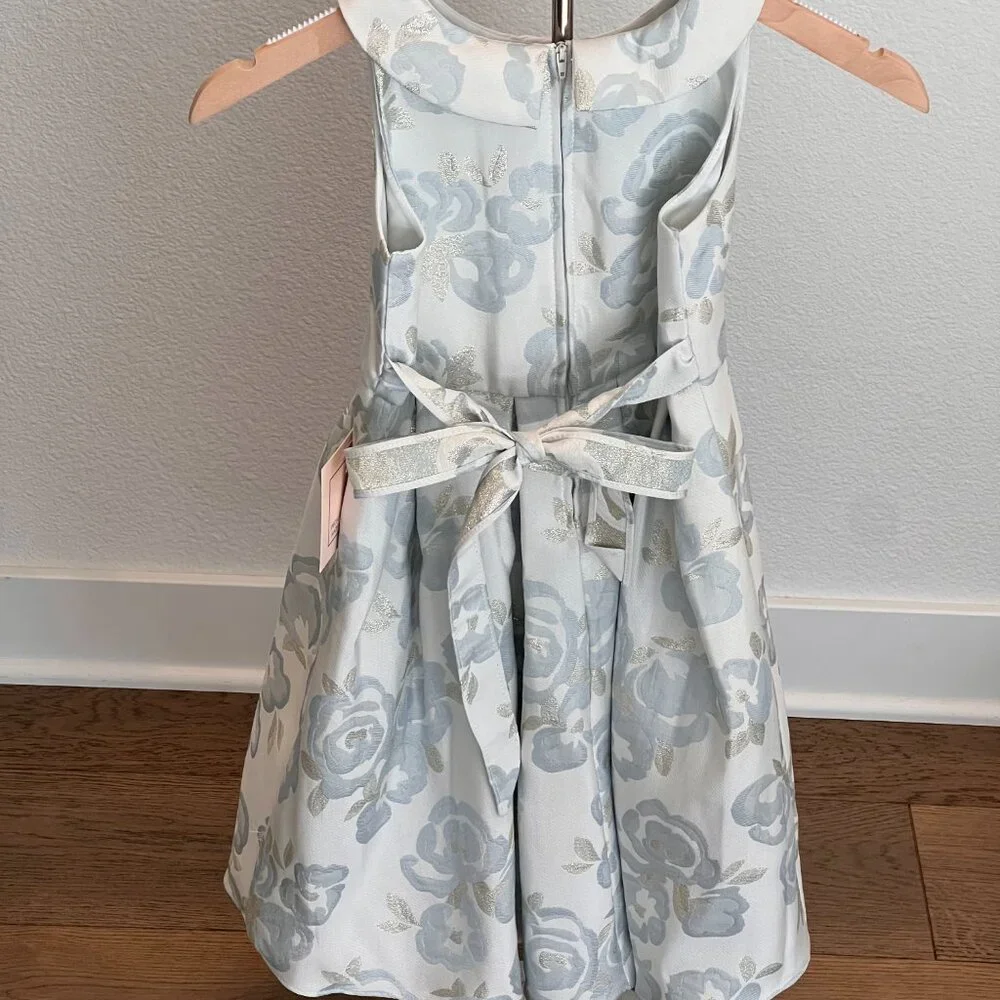 Sweet Kids Blue & Ivory Jacquard Floral Party Dress – NWT - Picture 2 of 10